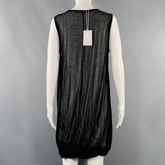 HELMUT LANG Size M Black White Cotton Layered Bubble Hem Dress - Picture 3 of 7